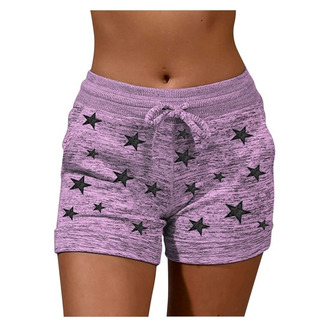 Women Soft And Comfy Activewear Starts Print Shorts With Pockets And Drawstring