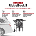 thumbnail image 2 of Yakima RidgeBack 5-Bike Hitch Mount Carrier, Tilt-Away Bicycle Rack for Car, Truck & SUV, 2 of 12