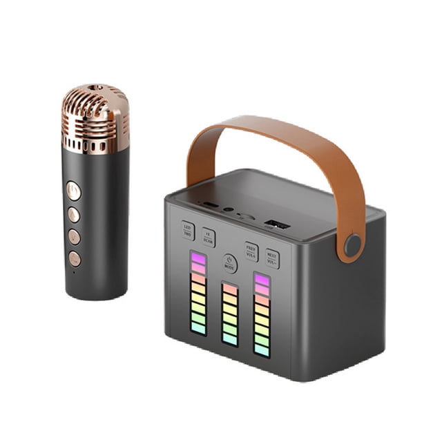 Lksixu New Bluetooth Karaoke Sound System With Microphone, Bluetooth Speaker LED Pickup Light, Multiple Light Transformations, With A Microphone, Outdoor Speaker Bluetooth audio Electronics for Home