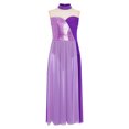 thumbnail image 2 of Jizyo Robe de Danse Sans Manches pour Filles à Sequins Color Block Costume de Danse Lyrique Tenues de Ballerine Violet 14, 2 of 4