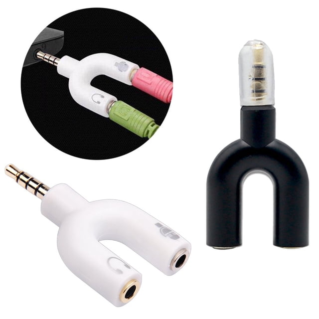 2 in 1 3.5mm Male to Female Jack Microphone Audio Splitter Converter Adapter