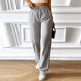 thumbnail image 3 of Womens Elastic Waist Wide Leg Casual Work Pants with Pockets, 3 of 5