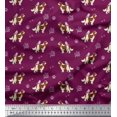 thumbnail image 1 of Soimoi Pink Rayon Fabric Bird,Paw & Cocker Spaniel Dog Decor Fabric Printed Yard 56 Inch Wide, 1 of 3