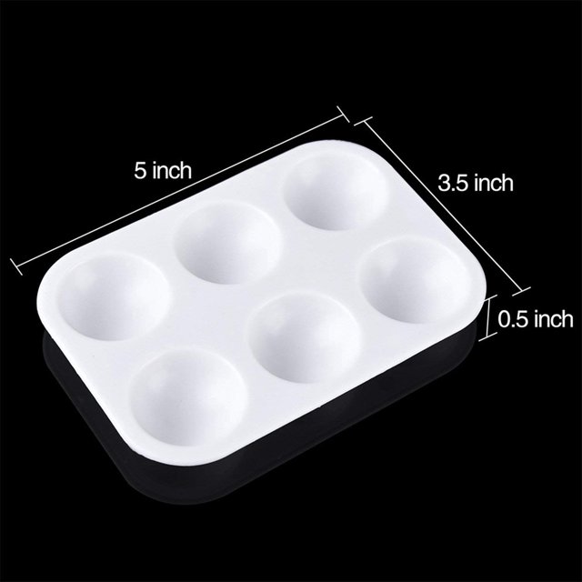 48 Pieces Plastic Paint Palettes 6 Well Rectangular Watercolor Palette Painting Tray, White