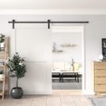 thumbnail image 3 of WINSOON 8 ft Single Sliding Barn Door Hardware Track Kit Black Finish Basic I Style, 3 of 7