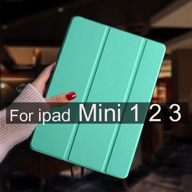 For ipad mini 5 4 3 2 1 Case Leather Stand Smart Tablet Cover Skin For iPad Mini 4 Case Mini 2 3 1 Mini 5 2019 Protective Shell Mini 123 Mint green