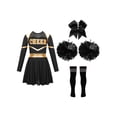 thumbnail image 3 of Mufeng Costume de Pom-Pom Girl pour Filles Enfants à Manches Longues Robe de Cheerleading avec Pompons Attache-Cheveux en Stock Costume de Performance Tenue de Danse A Noir&Blanc 14, 3 of 7