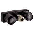 thumbnail image 1 of Phoenix Exterior Spray Port PF213790 Spray-Away; Faucet Type With Hot/Cold Outlet And Quick Connect Valve; 3-3/8 Inch Center; 2 Black Knob Handle; Plastic Compression Valve; Black; Plastic Underbody, 1 of 4