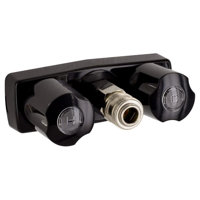 Phoenix Exterior Spray Port PF213790 Spray-Away; Faucet Type With Hot/Cold Outlet And Quick Connect Valve; 3-3/8 Inch Center; 2 Black Knob Handle; Plastic Compression Valve; Black; Plastic Underbody