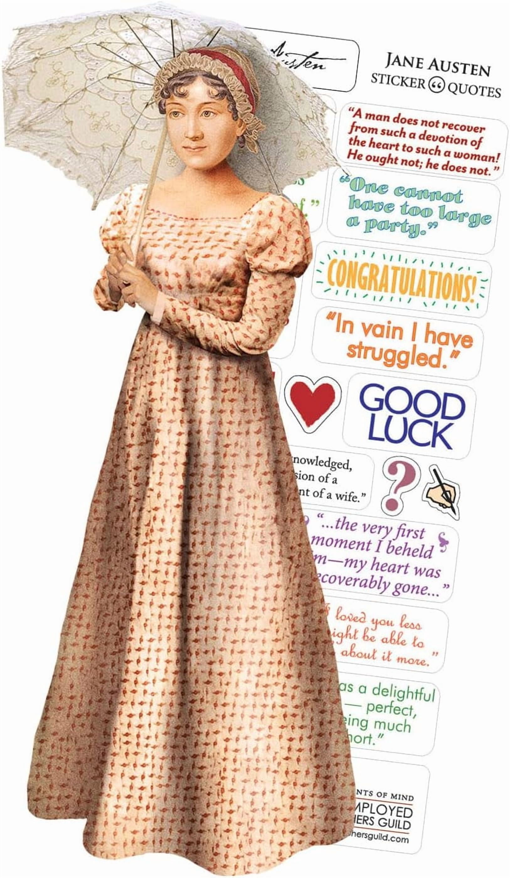 Jane Austen Quotable Notable - Carte de Souhaits et Feuille d'Autocollants - Enveloppe Incluse