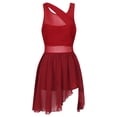 thumbnail image 3 of Miaeowve Robe de Danse Courte pour Femmes en Mousseline, Ourlet Haut-Bas, Justaucorps Superposé, Robe Courte, Vêtements de Danse Lyrique, Rouge, M, 3 of 5