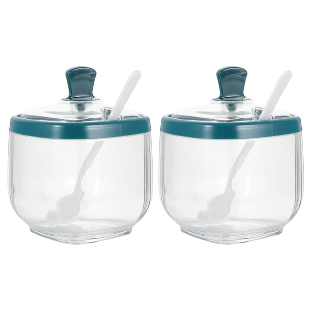 2 sets of Spice Canister Condiment Holder Plastic Sugar Jar Kitchen Storage Jar
