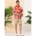 thumbnail image 3 of INSPIRE CHIC Chemises à Rayures pour Hommes à Manches Courtes, Boutonnées, Chemise Hawaïenne Imprimée S Rouge Blanc, 3 of 6