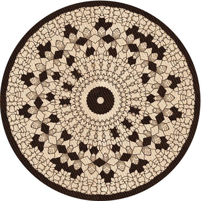 Ahgly Company Tapis Rond Lavable en Machine Intérieur Transitionnel Noir Brun, 5 Pieds Rond