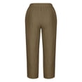 thumbnail image 4 of Timegard Plus Size Pants for Women Elastic Waist Solid Color Comfy Fall Casual Crop Pants with Pockets, 4 of 5