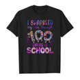 thumbnail image 4 of LUOGENLI T-Shirt pour Filles Enfants Mode Décontractée Imprimé Col Rond Ample Manches Courtes T-Shirt Haut Maxi Hauts Ensembles Filles Tenue 2 Pcs Floral Noir 8-9 Ans, 4 of 4
