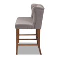 thumbnail image 3 of Bowery Hill Grey Upholstered Walnut Finished Bar Stool Bench, 3 of 10