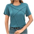 thumbnail image 4 of Yuyuzo Hauts d'Été pour Femmes 2025 T-Shirts à Manches Courtes Col Rond T-Shirts Unis T-Shirts Décontractés Amples], 4 of 7