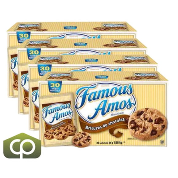 Famous Amos Bite-Size Cookies, 30-Count - Irresistible Chocolate Chip Bliss (4/Case)