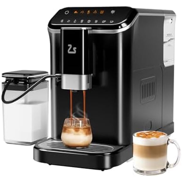 Twister.CK Fully Automatic Espresso Machine with Automatic Milk Frother, 20 Bar Coffee Machine, Built-In Grinder, 15 Adjustable Grind, One Touch Latte, Cappuccino, 1.5L Water Tank