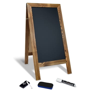 Better Office Products Magnetic A-Frame Chalkboard Sign, Extra Large 20" x 40", Standing Chalkboard Easel, with Chalk Marker + Chalk & Eraser, Sandwich Board Outdoor Sidewalk Sign,(Rustic Brown)