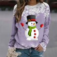 thumbnail image 4 of Femmes Pulls- Pull- Épaule Drop Col Rond Manches Longues Noël Tricot Sweat-Shirts Floraux Décontractés Tops pour Automne/printemps/hiver Rouge L, 4 of 7