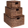 thumbnail image 1 of Best Choice Products Set of 3 Large Hyacinth Storage Baskets, Handwoven Rectangular Organizer Totes w/Handles, Removable Lid - 21", 20", 18", 1 of 3