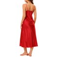 thumbnail image 4 of INSPIRE CHIC Nuisette d'Halloween en Satin pour Femme, Col en V, Sans Manches, Maxi Chemise de Nuit avec Bretelles Spaghetti Ajustables et Détail Plissé, Robe de Détente Soyeuse, Rouge Moyen, 4 of 6