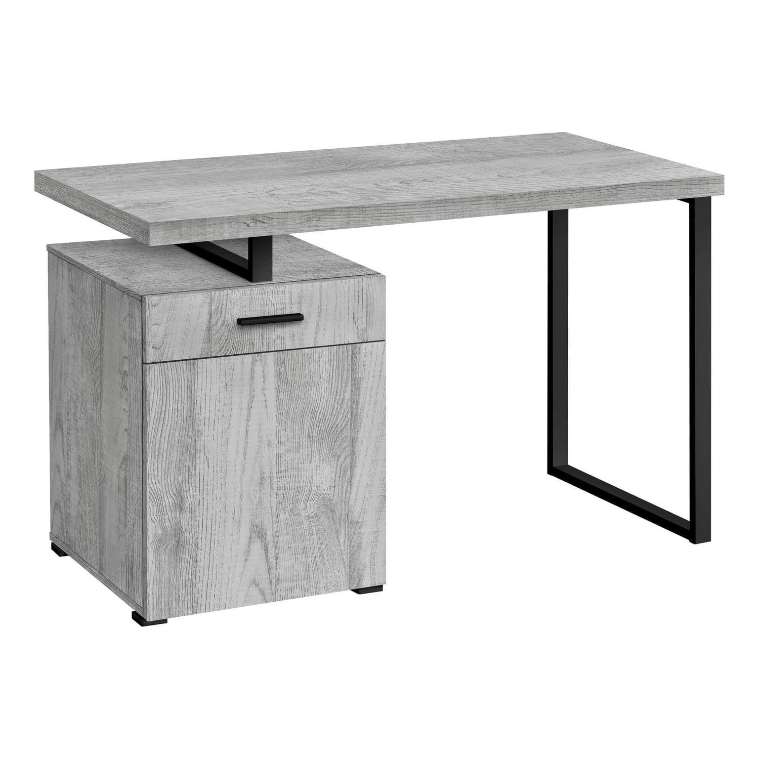 Monarch Specialties Computer Desk, Home Office, Laptop, Left, Right Set-up, Storage Drawers, 48"l, Work, Metal, Laminate, Grey, Black, Contemporary, Modern