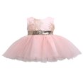 thumbnail image 1 of Robes de Princesse à Paillettes pour Filles Sans Manches Dos Ajouré Grand Nœud Robe Tutu en Tulle, 1 of 6
