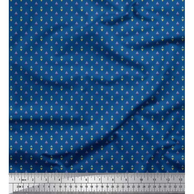 Soimoi Cotton Duck Fabric Triangle Shirting Print Sewing Fabric Yard 42 Inch Wide