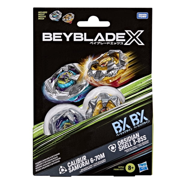 Beyblade X Calibur Samurai 6-70M BX & Obsidian Shell 3-85S BX Dual