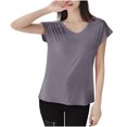 thumbnail image 1 of FRSASU T-Shirt de Sommeil Uni pour Femme Haut de Pyjama à Col en V Gris, 1 of 8