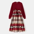 thumbnail image 2 of PatPat Family Matching Solid Ribbed Spliced Plaid Belted Dresses and Long-sleeve Button Up Shirts, 2 of 6