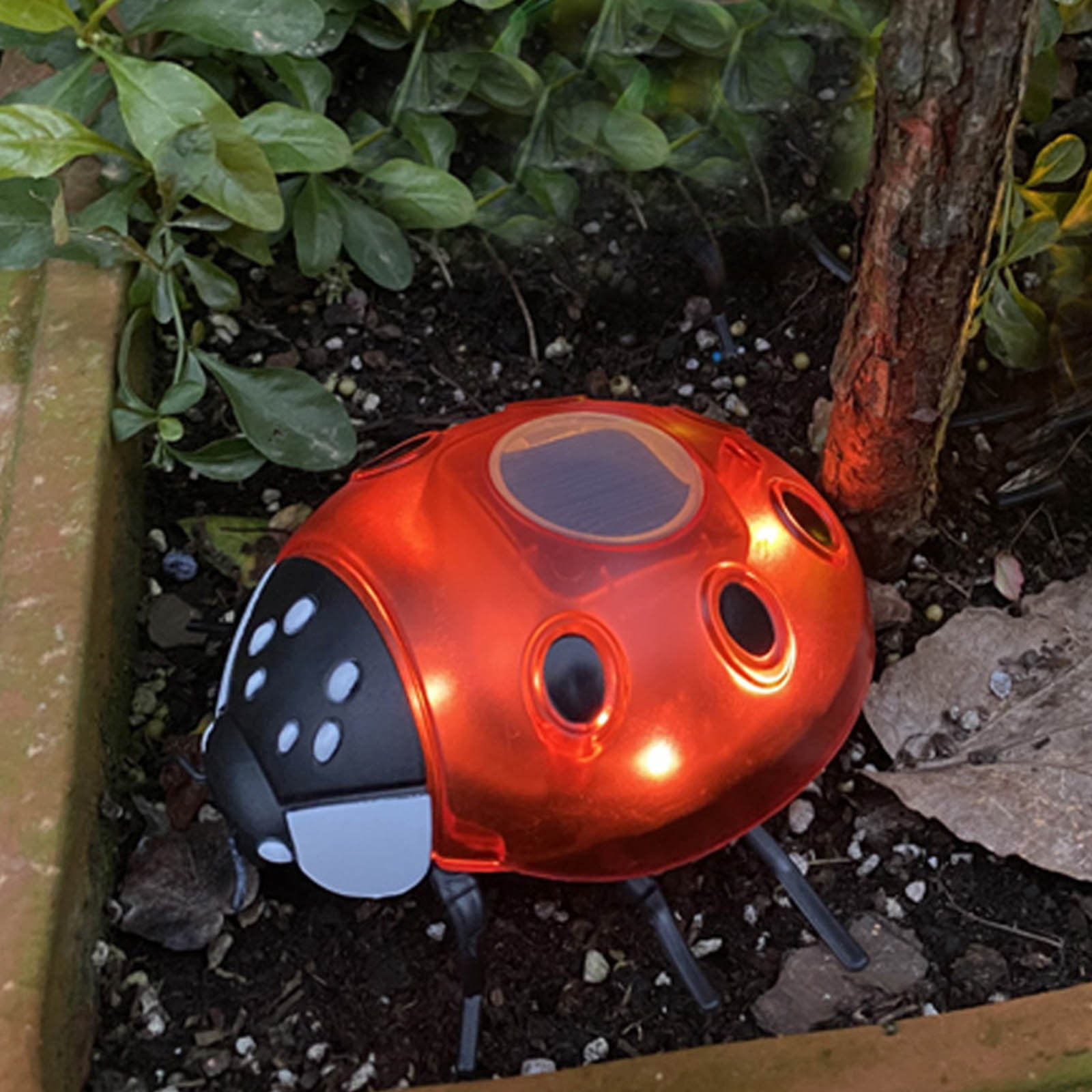 Solar Garden Lights Outdoor, Warm White Solar Powered Lamp with 2 Lighting Modes, Energy Saving Landscape Lighting for Patio Garden Decor, Red