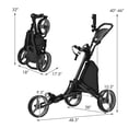 thumbnail image 2 of Gymax Chariot de Golf Pliable à 3 Roues à Pousser et Tirer avec Poignée Réglable Gris, 2 of 10