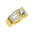 thumbnail image 3 of RYLOS Men's Rings 14K Yellow Gold Designer Starburst 7MM Round Gemstone & Diamond Ring Aquamarine March Birthstone Size 13, 3 of 7