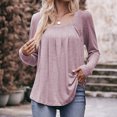 thumbnail image 2 of AherBiu Tuniques pour Femmes à Manches Longues d'Automne, Blouses à Encolure Carrée, Chic Décontracté, Froncées, Coupe Ample, 2 of 7