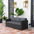 thumbnail image 2 of Outsunny Canapé en Rotin Osier 3 Places pour Patio avec Coussin, Gris, 2 of 10