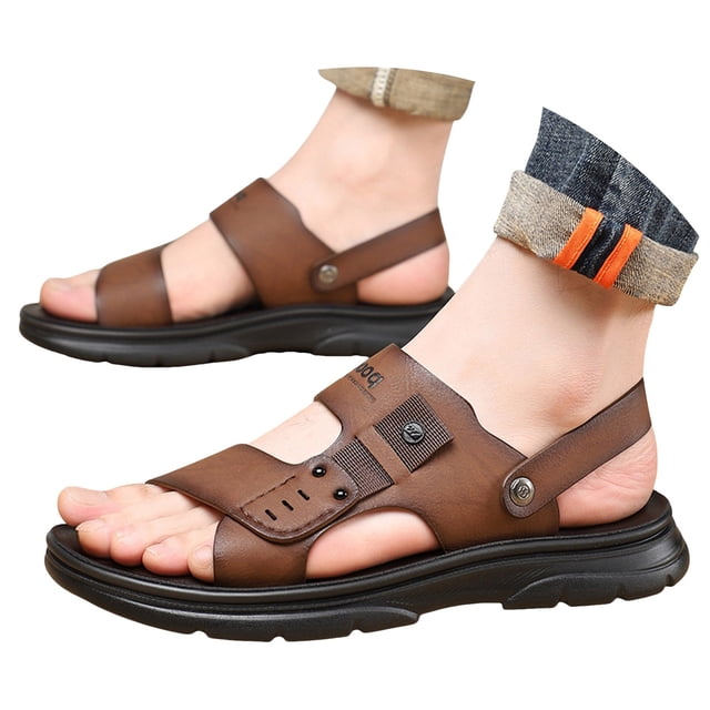 Mens Walking Sandals with Back Strap Arch Support Comfortable Plantar Fasciitis Sport Slides Beach Slippers