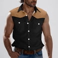 thumbnail image 2 of Sentmoon Mens Tank Top Summer Sleeveless Lapel Workout Clothes Color Block with Pockets Relaxed Fit Plus Size Compression Men T Shirts Hawaiian for Casual Streetwear Khaki XXXL, 2 of 6