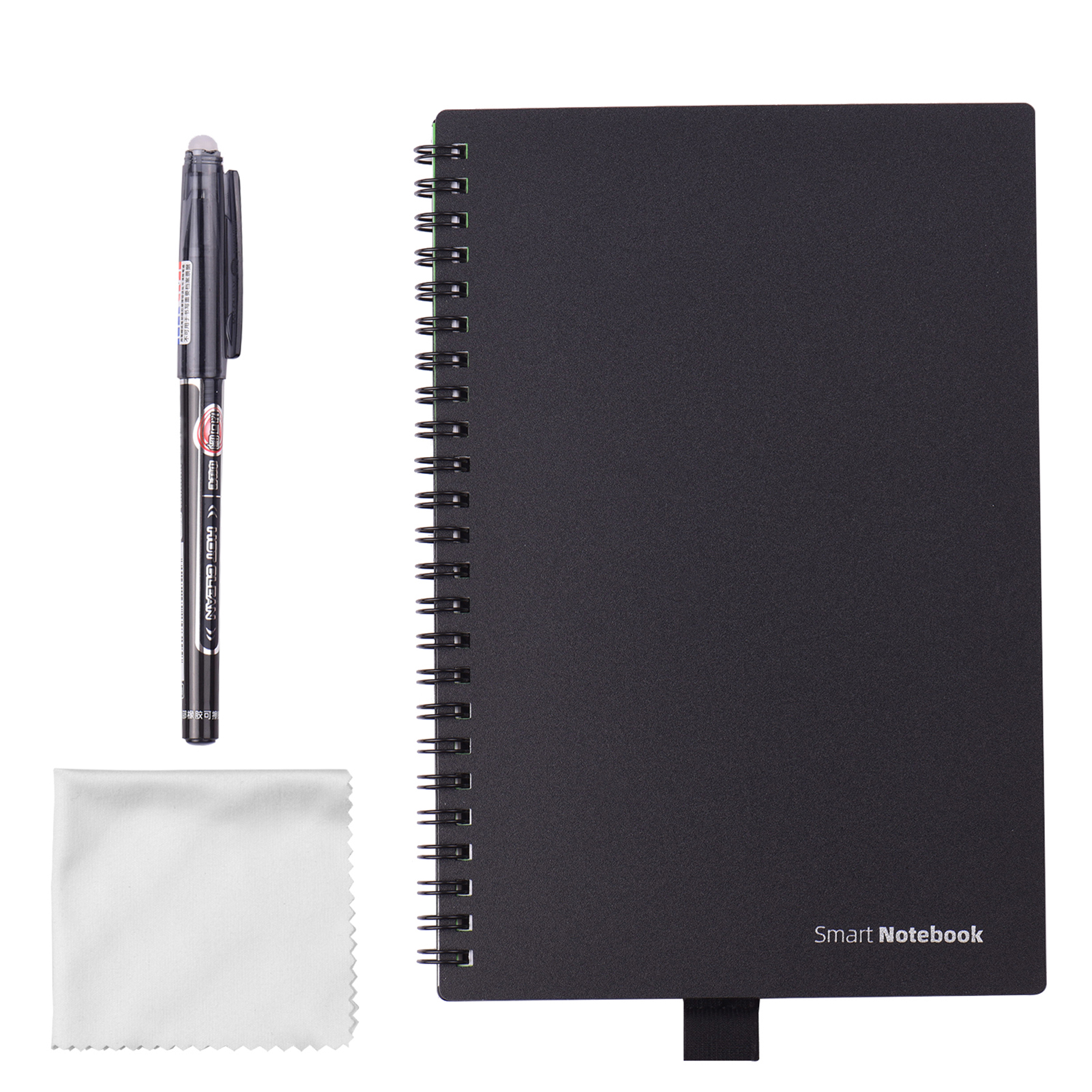 Erasable Reusable Smart Notebook Hardcover Writing Notebook Diary Wet-Erase A5 Size 50 Pages with Erasable Pen Cloth Suitable for Office, School, Students, Travelers