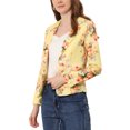 thumbnail image 4 of INSPIRE CHIC Tenue de Rentrée pour Femme Enseignante Blazer Ajusté Revers Cranté Imprimé Ouvert devant Veste de Tailleur TP Jaune-Floral, 4 of 7