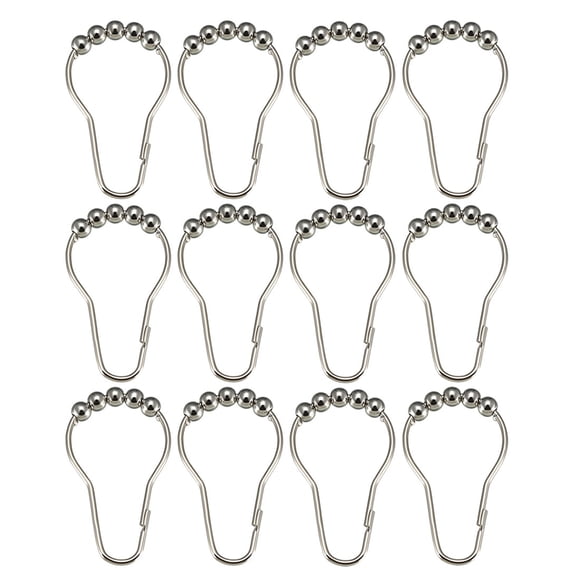 Unique Bargains Shower Curtain Ring Hooks for Shower Rods Curtains Liners Iron Ball 12 Pcs