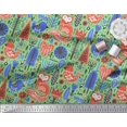 thumbnail image 3 of Soimoi Green Poly Georgette Fabric Tree & Fox Folk Art Print Fabric by Yard 42 Inch Wide, 3 of 5