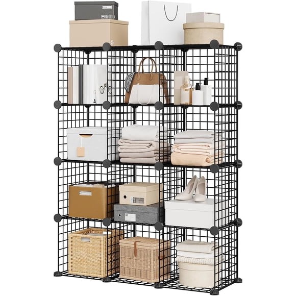 Joanakaren Wire Cube Storage, 12-Cube Closet Organizer Storage, Modular Shelves Units, Storage Bins Shelving, for Bedroom, Office, Living Room, 37.01 x 12.6 x 38.19 Inch(Black