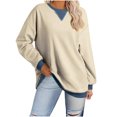 thumbnail image 1 of biudgviw Sweatshirts for Women Crew Neck Long Sleeve Oversized Pullover Tops Color Block Loose Fit Fall Clothings, 1 of 4