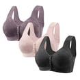 thumbnail image 1 of Yanlir 3PCS Everyday Bra for Women's Fashion Button No Underwire Front Closure Comfort Bras Full-Coverage Senior Wireless Snap Closing Bra(Multicolor#8,S), 1 of 8