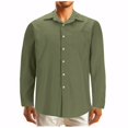 thumbnail image 1 of RXIRUCGD Blouse à Manches Longues pour Hommes, Mode Décontractée, Couleur Unie, Boutons, Poches, Col Rabattu, Vert Armée, Taille : 2TG, 1 of 5