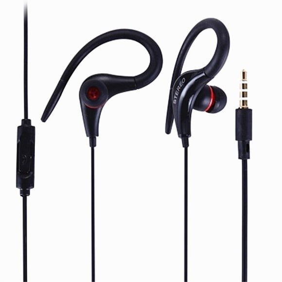 Opolski 3.5mm Universal Ear Hook Wired Earphone Bass Stereo Sports Headphone with Mic
